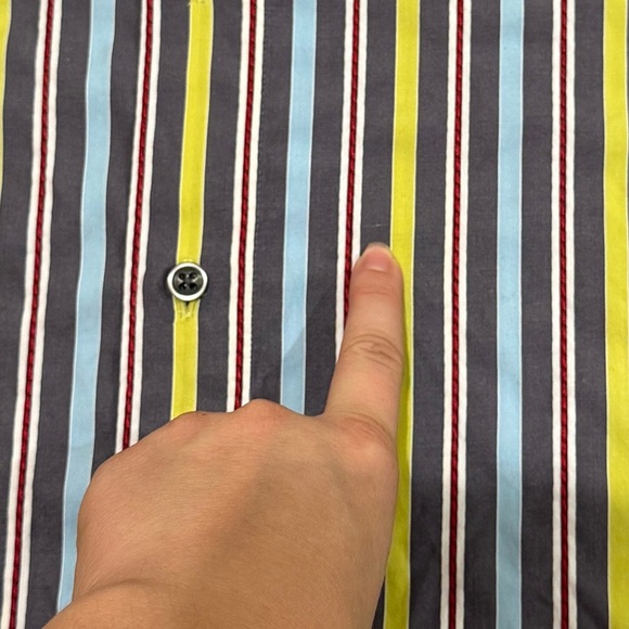 Robert Graham Mens Striped Flip Cuffs Button Up Shirt 2XL Embroidered Multicolor - Picture 13 of 13